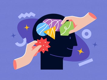 puzzle pieces being put together inside head 