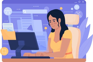 woman typing on computer 