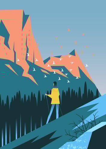 woman hiking mountain