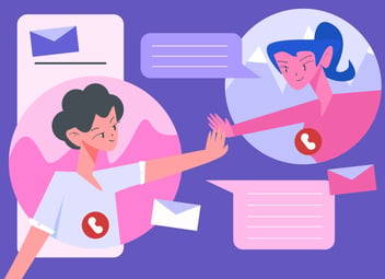 two people communicating through a digital interface