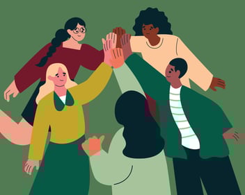 group of people high-fiving 