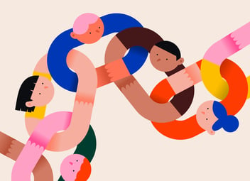 diverse people linked together 
