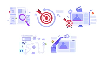 different types of webpages shown on white background