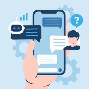AI and customer chatting on phone