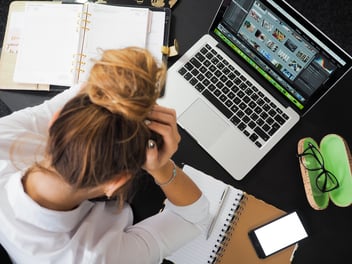 A woman has burnout at her job.