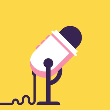 a mic against yellow background