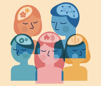 people with different symbols inside their minds